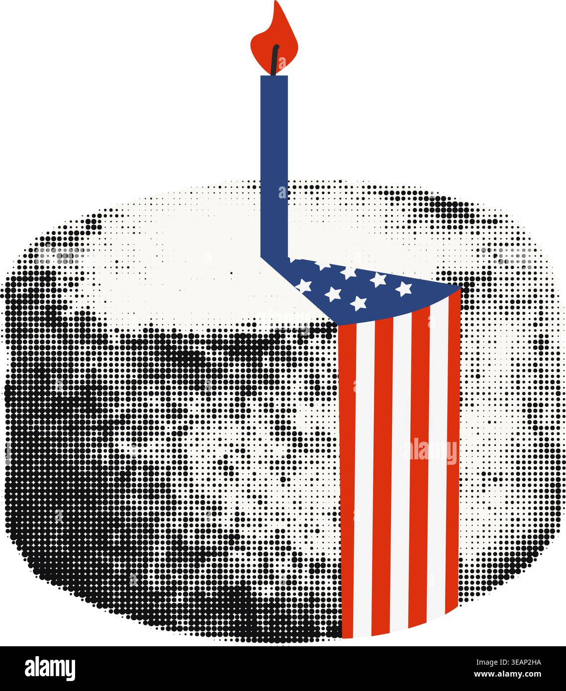 Birthday cake with American flag pattern vector illustration Stock Vector