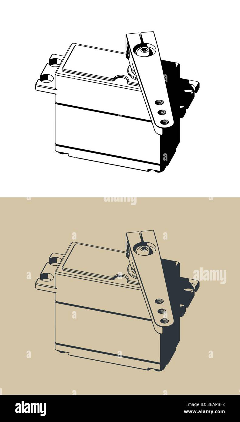 High torque servo drive for robotics and hobby projects  isometric stylized vector illustrations Stock Vector