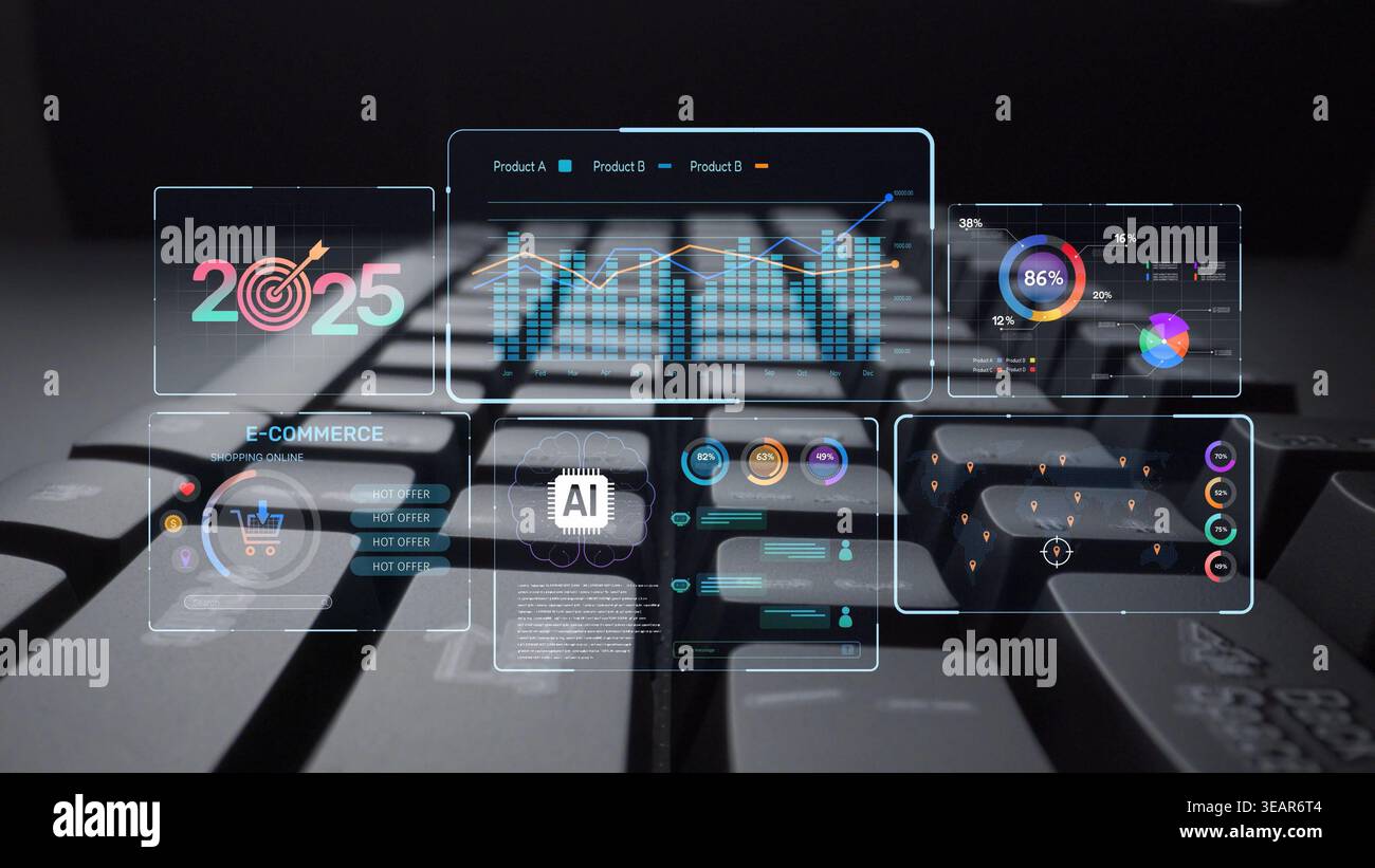 Data analytics and big data strategy for real-time analytics, predictive data modeling, business intelligence analytics, and data-driven decision Stock Photo