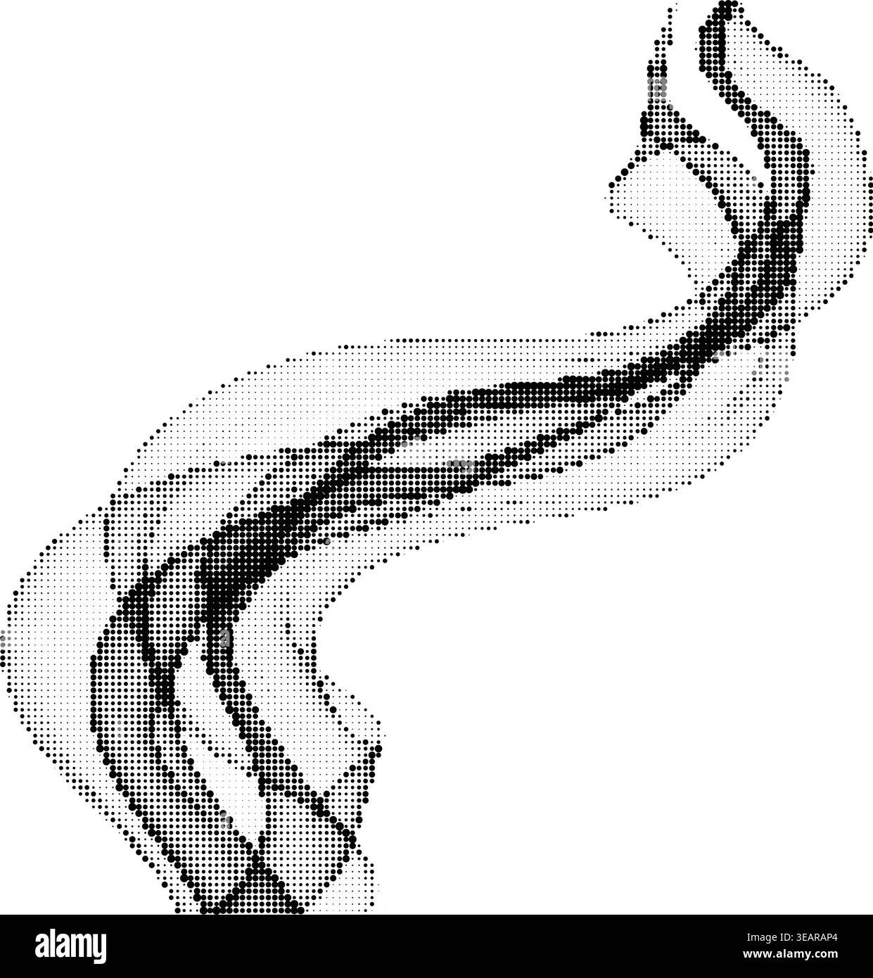 Abstract halftone wave pattern with black dots flowing across checkered background for modern graphic design projects. Stock Vector