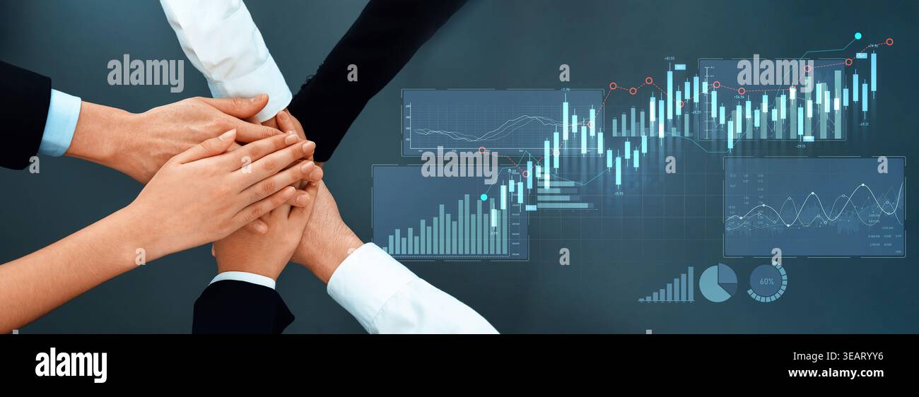 Chart Together Hands joined together symbolize teamwork and collaboration in a ...
