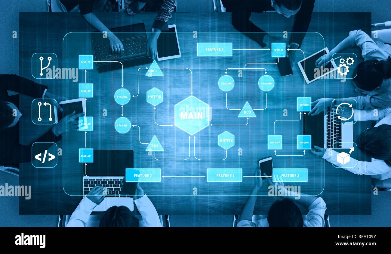 Team Collaboration in a Modern Workspace with Digital Interface and ...
