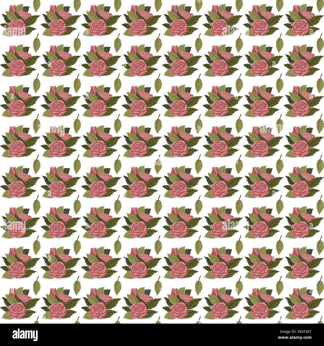 Composition of pink roses. Seamless pattern. Vector illustration. Stock Vector