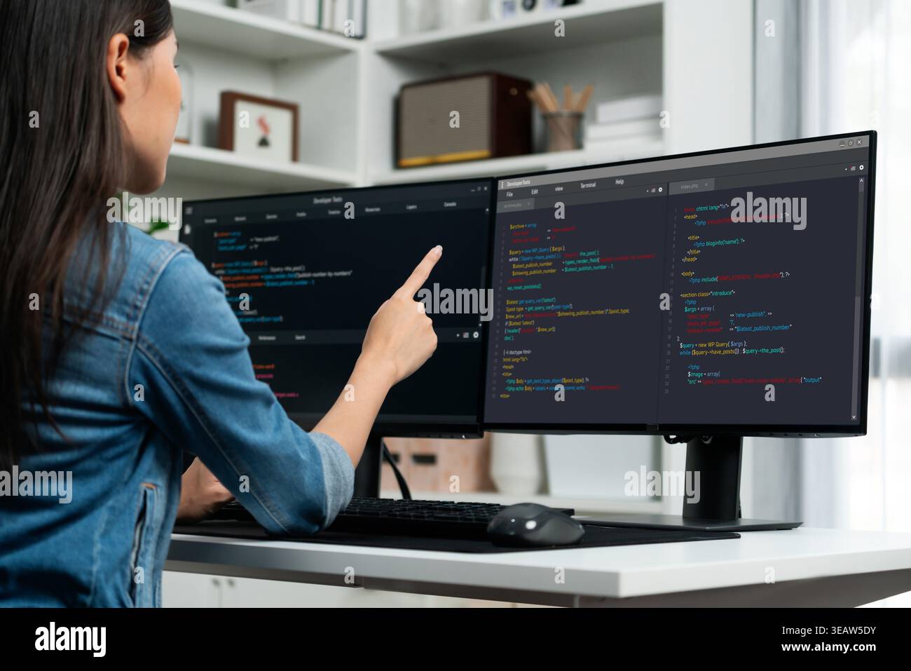 Software development programming on computer screen for brisk application and program coding Stock Photo