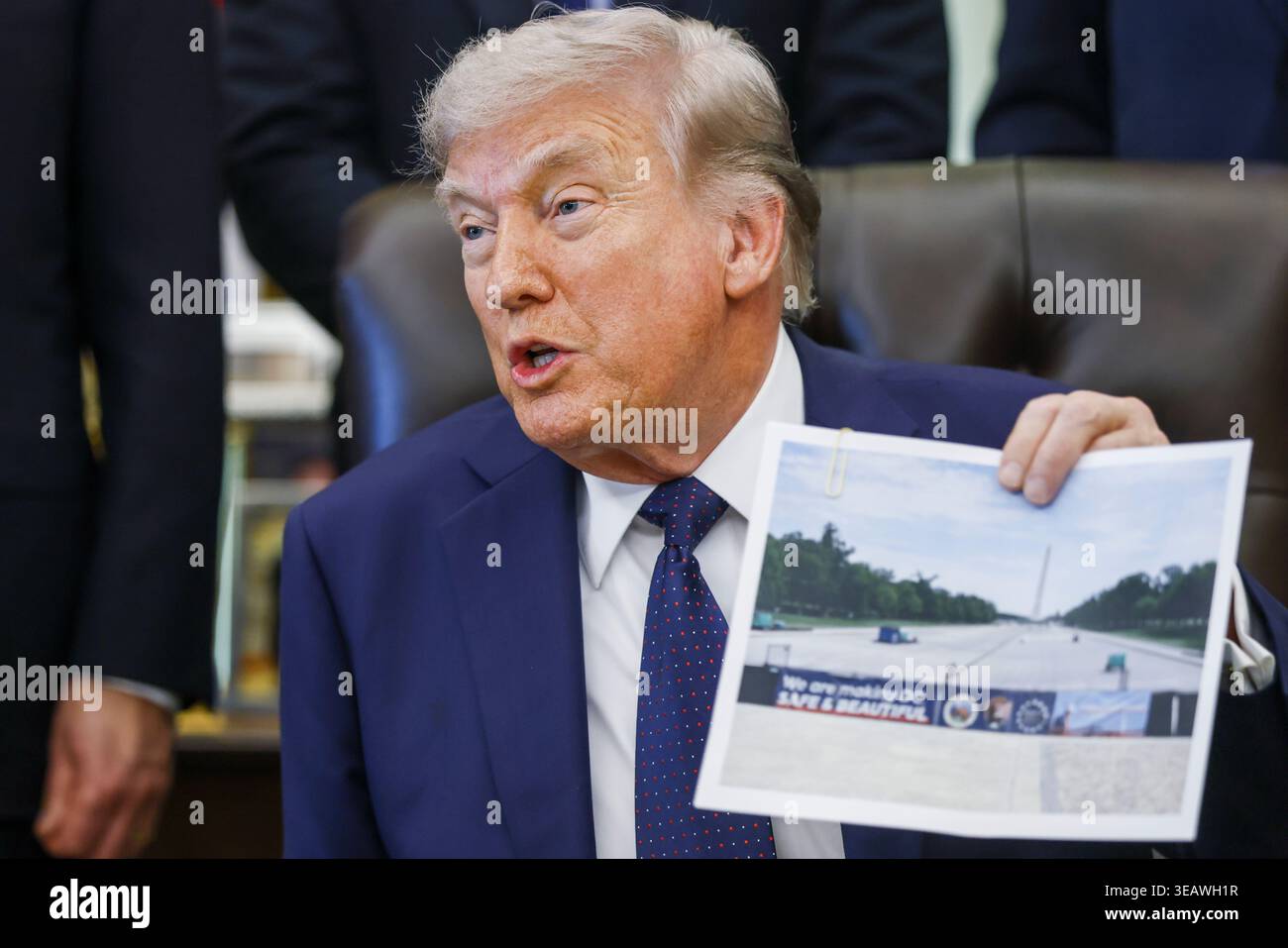 United States President Donald J Trump delivers remarks about the ...