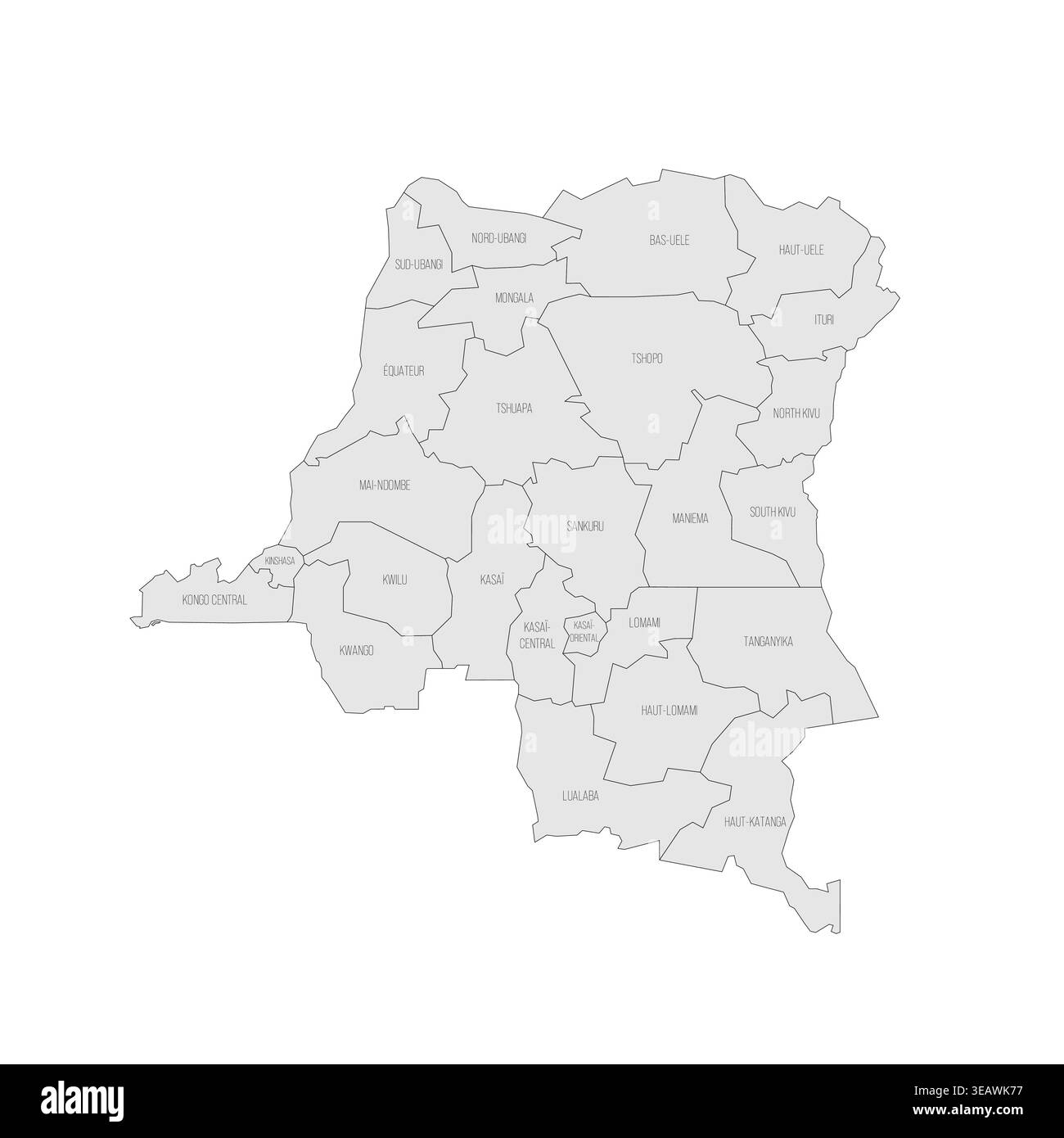 Democratic Republic of the Congo political map of administrative ...