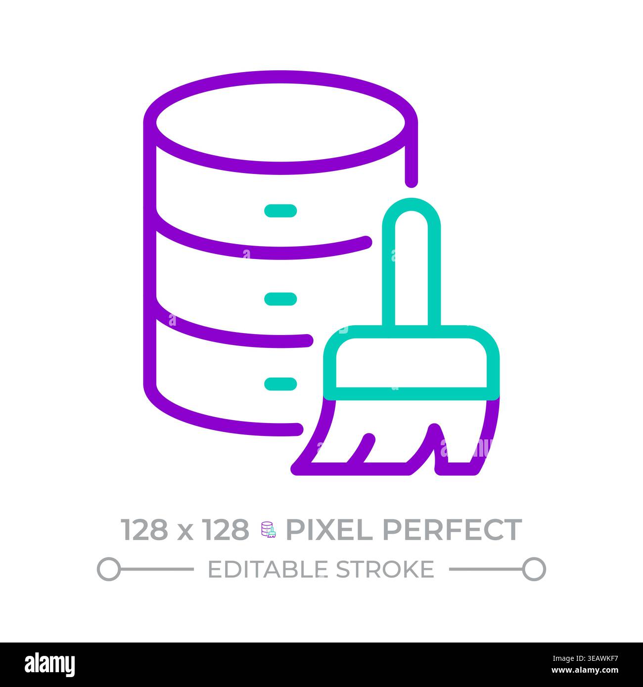 Data cleaning two color line icon Stock Vector