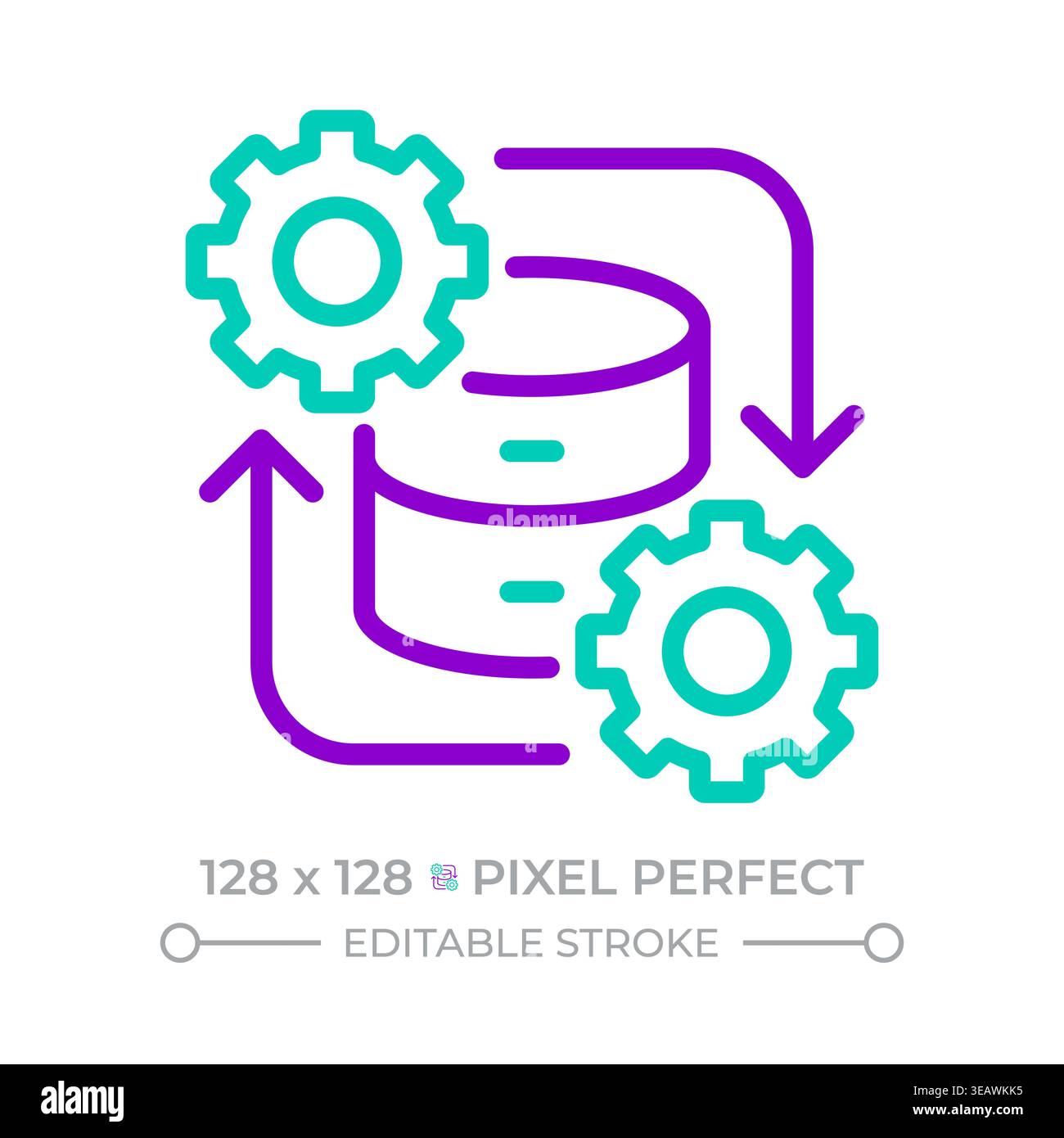 Data integration two color line icon Stock Vector