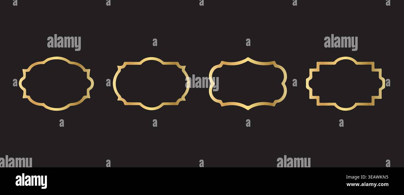 Oval Frame Set Luxury Gold Vintage Label Border Vector Collection Stock Vector