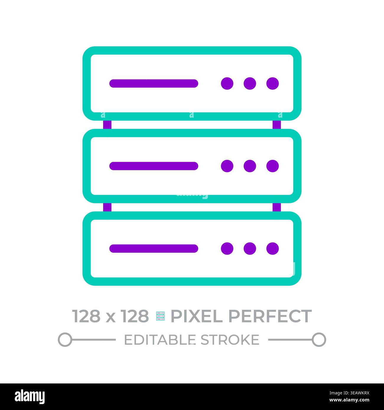 Data server two color line icon Stock Vector