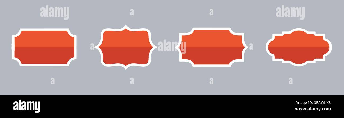 Red Blank Sticker Label Badge Set Outline Decorative Badge Shapes Vector Design Stock Vector