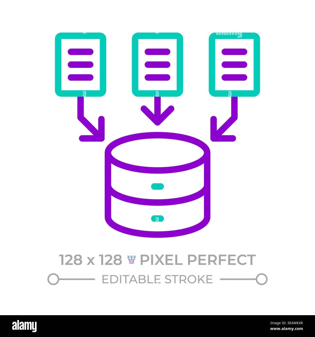 Data collection two color line icon Stock Vector