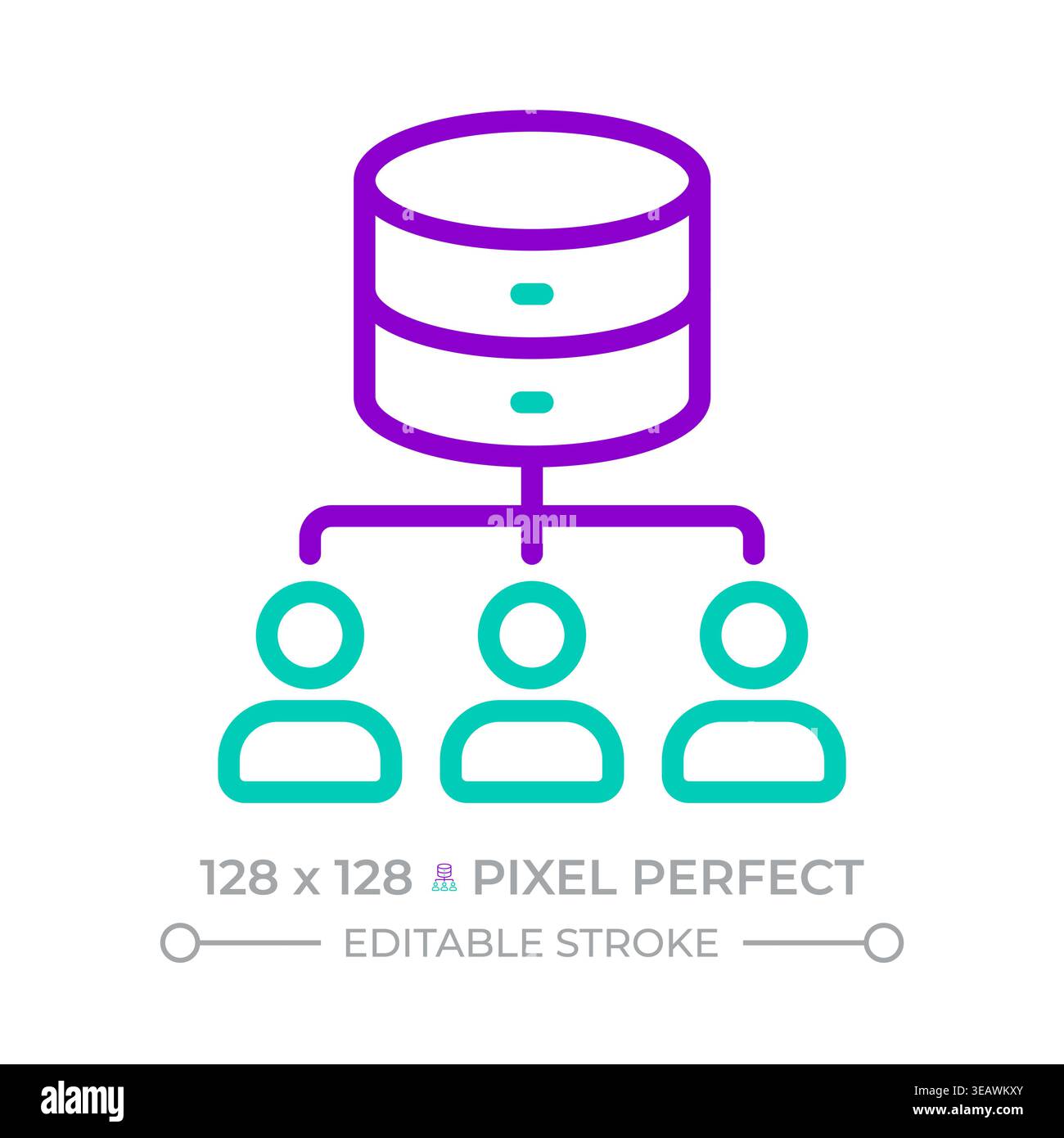 Database network two color line icon Stock Vector