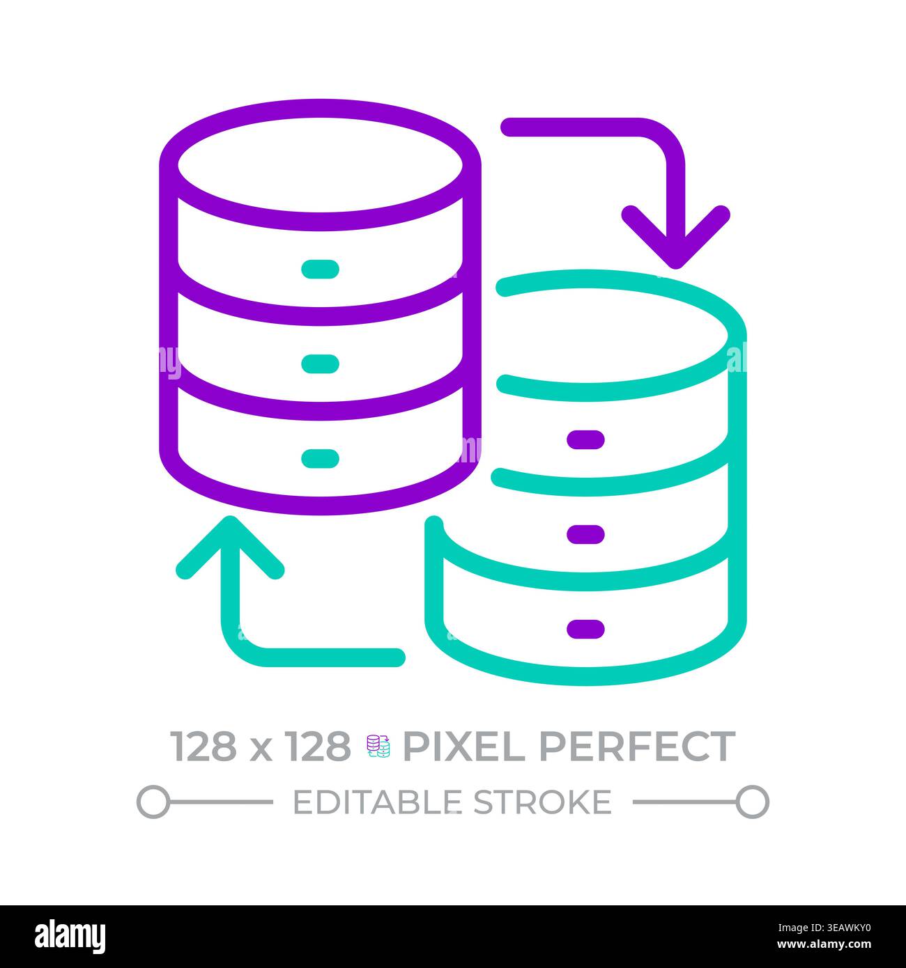 Database transfer two color line icon Stock Vector