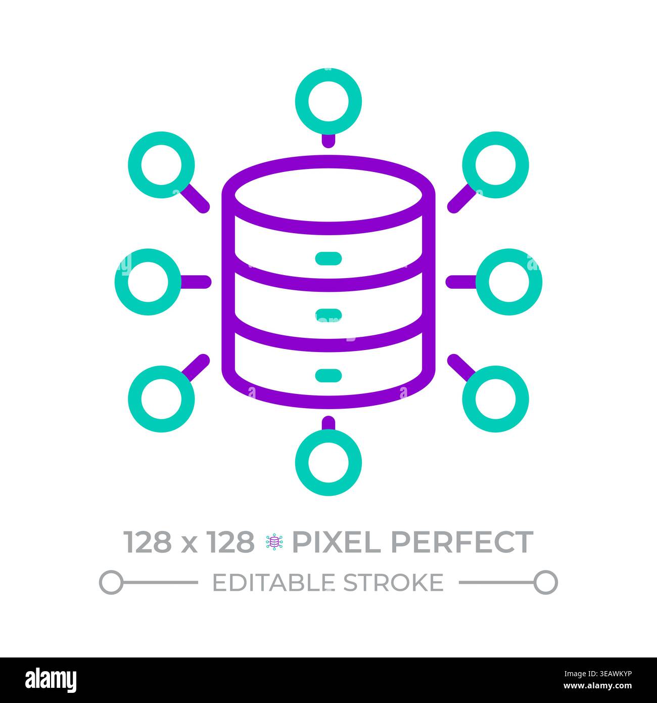 Database system two color line icon Stock Vector