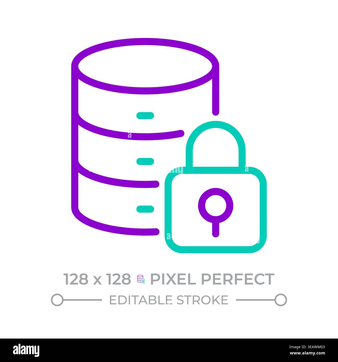 Database security two color line icon Stock Vector