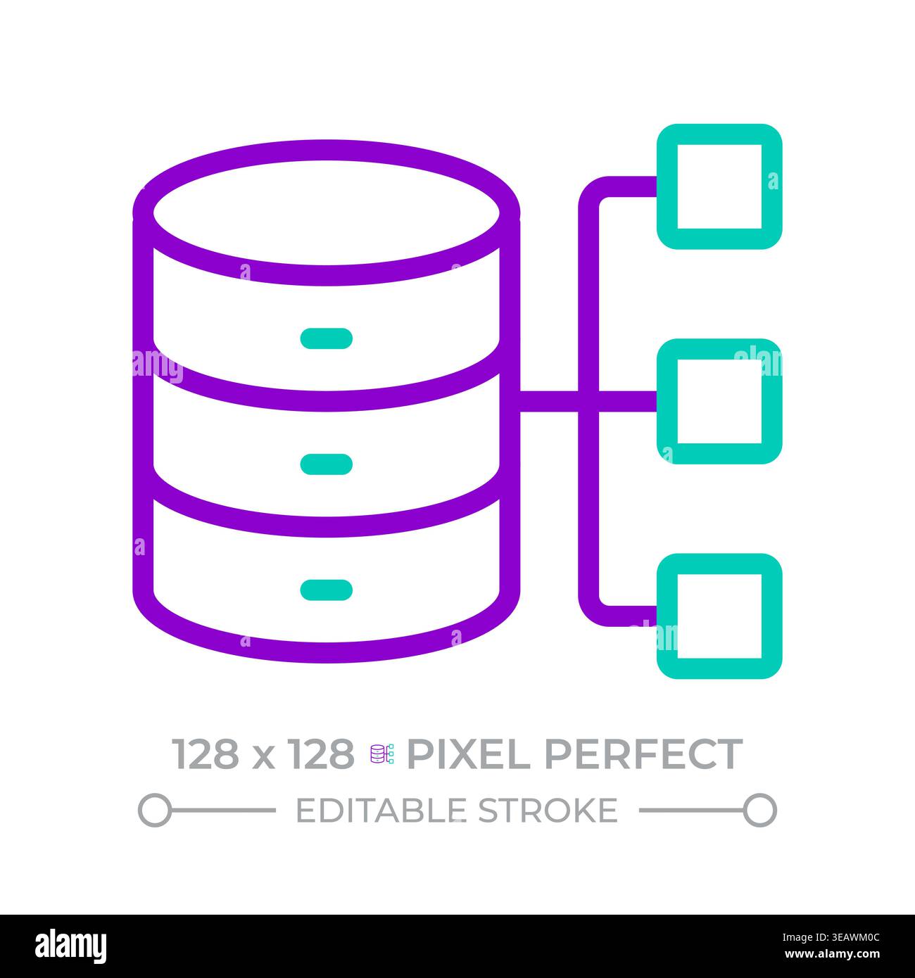 Database network two color line icon Stock Vector