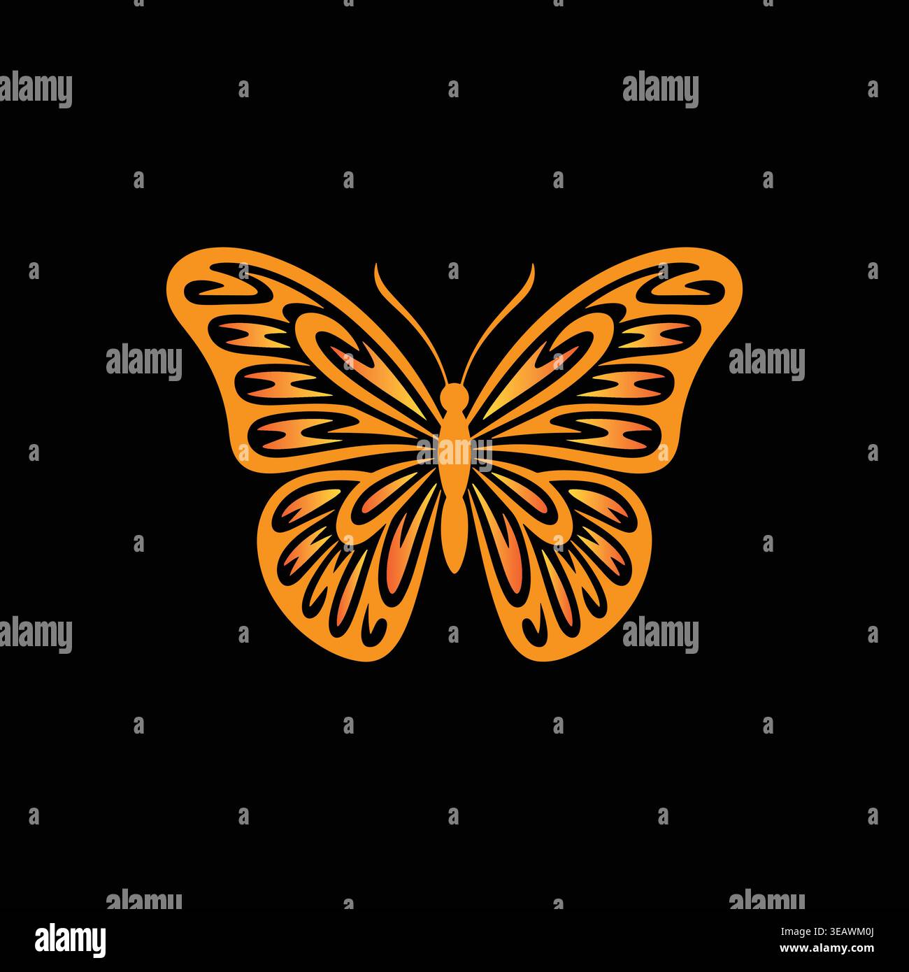 Colorful Butterfly Vector Gradient Editable Insect Elegant Modern Illustration Stock Vector