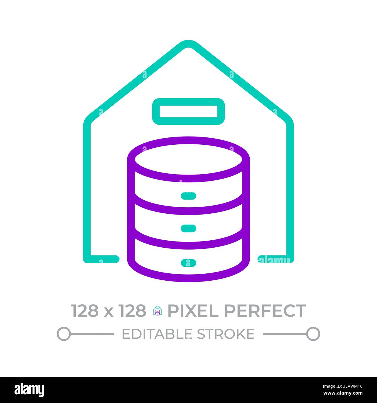 Data warehouse two color line icon Stock Vector
