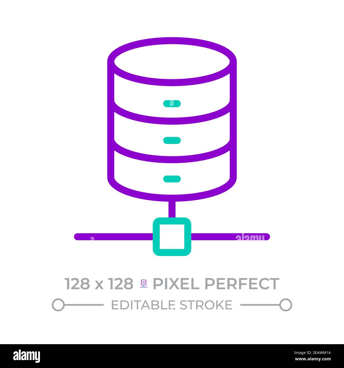 Database server two color line icon Stock Vector