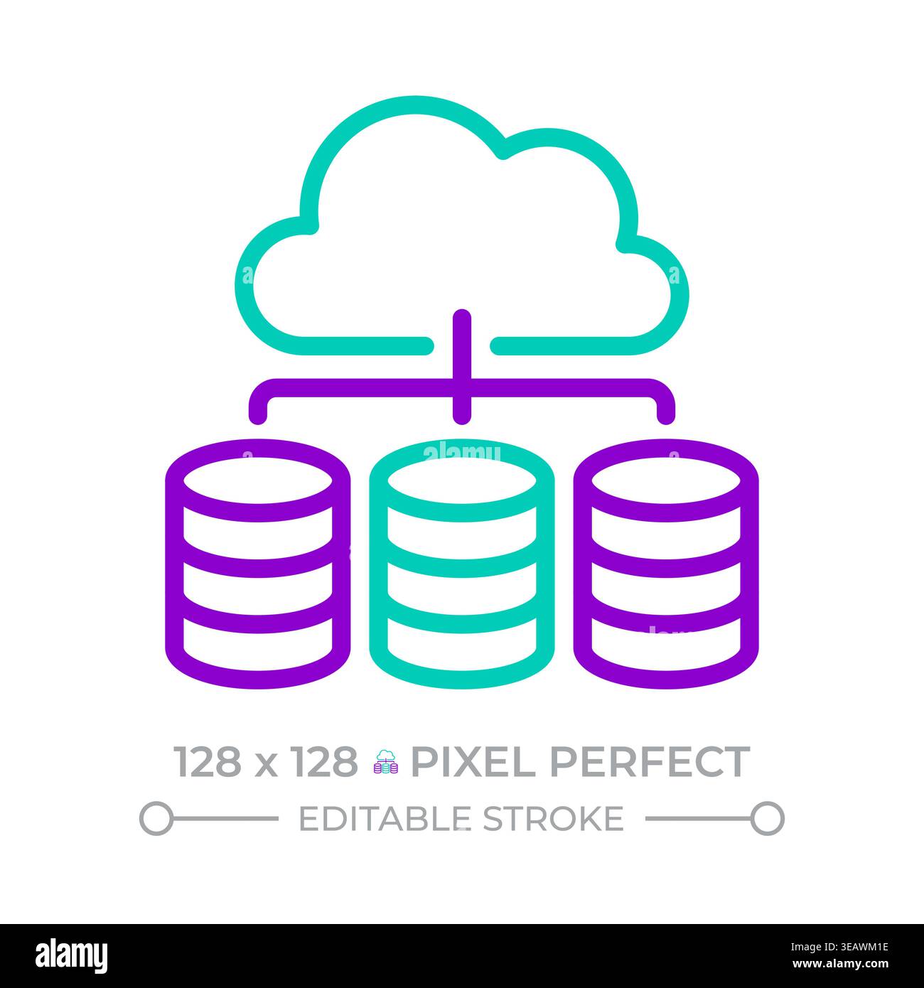 Cloud database management two color line icon Stock Vector