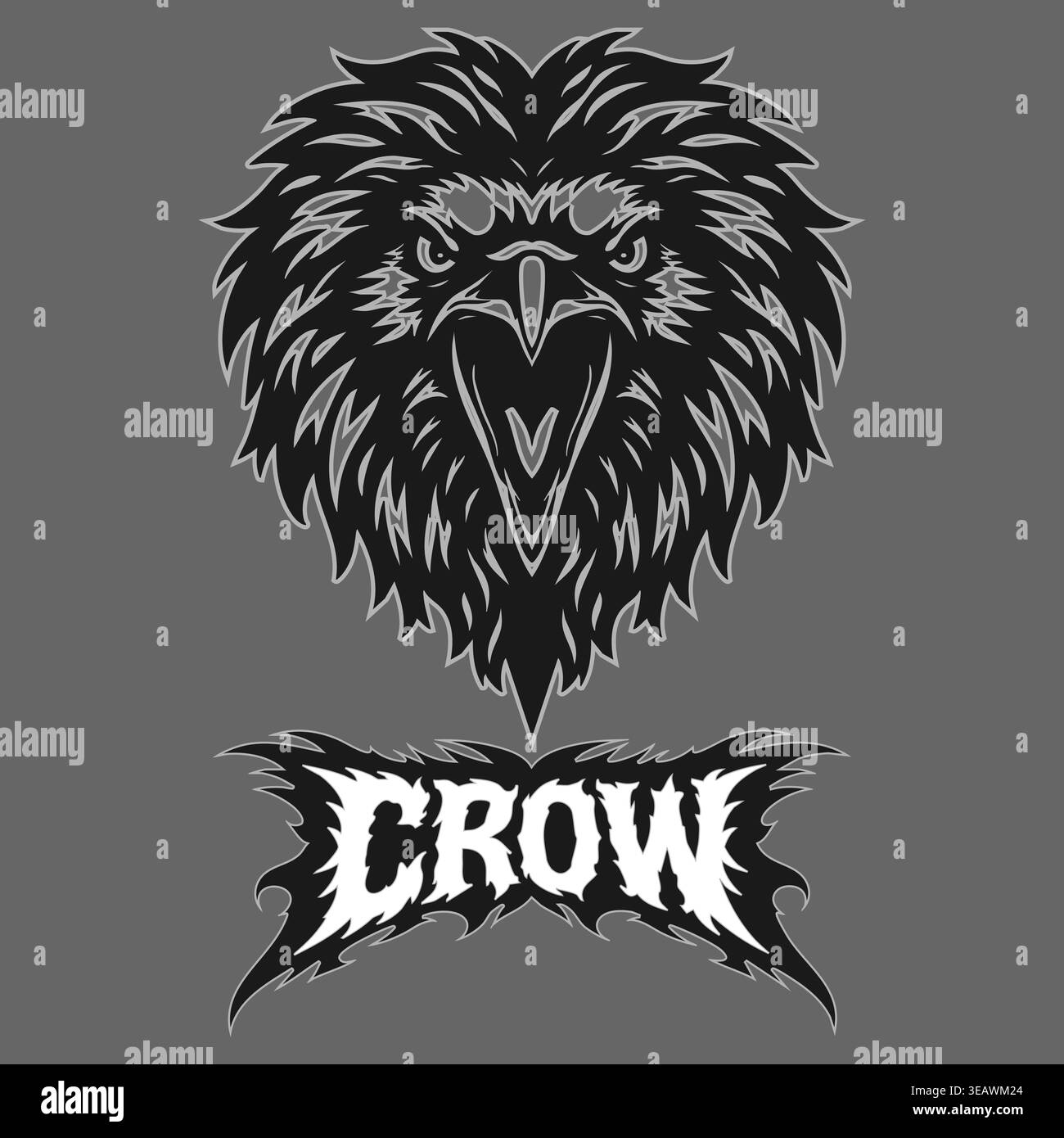 Vector tribal raven logo with text on a background Stock Vector