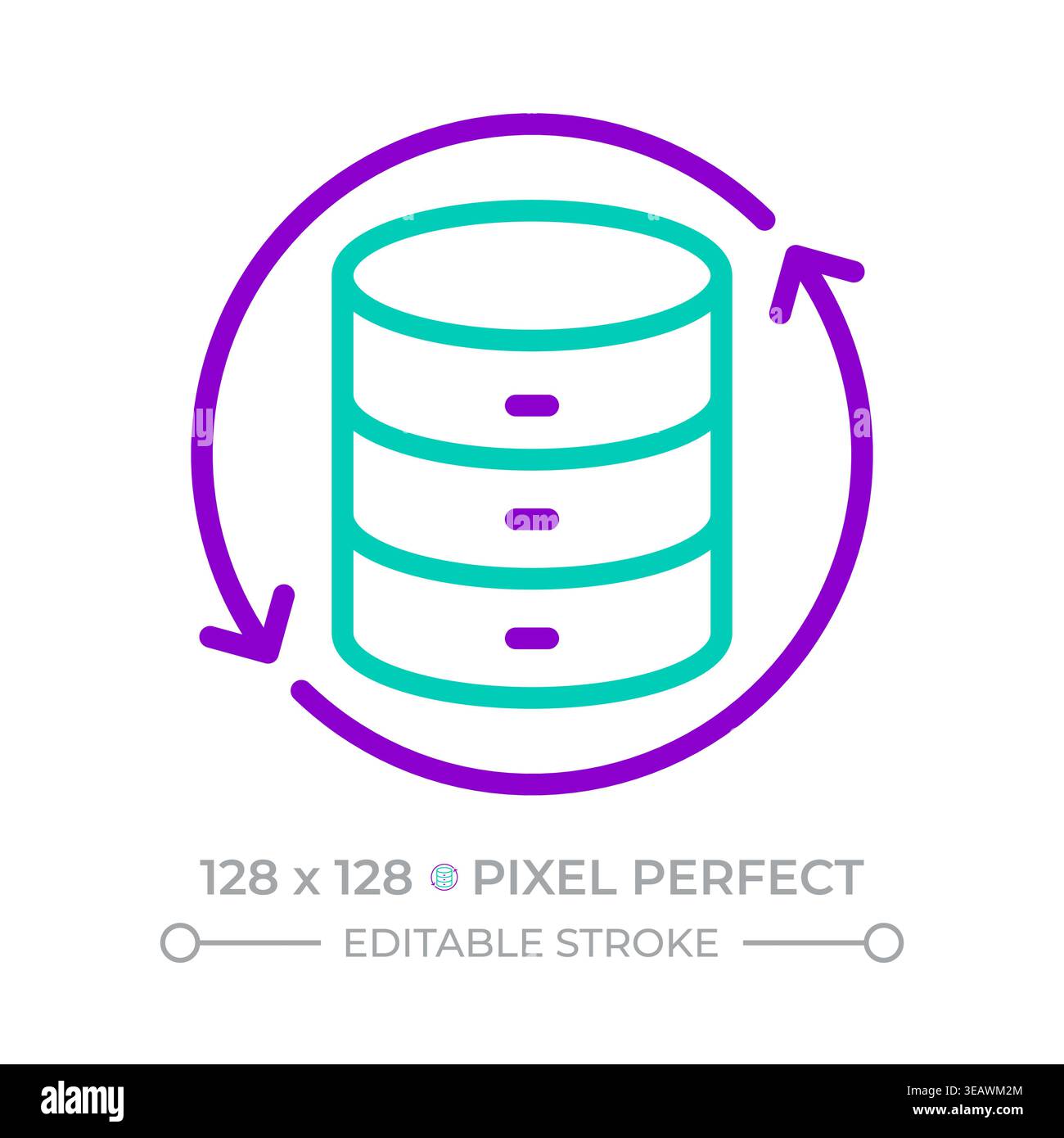 Data synchronization two color line icon Stock Vector