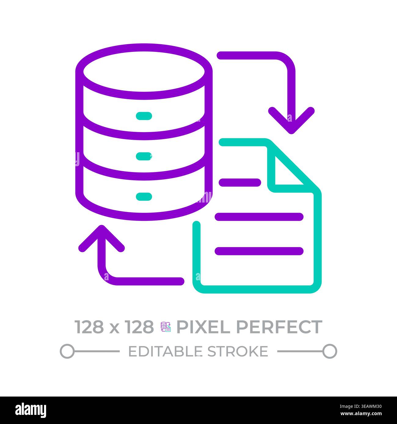 Data migration two color line icon Stock Vector