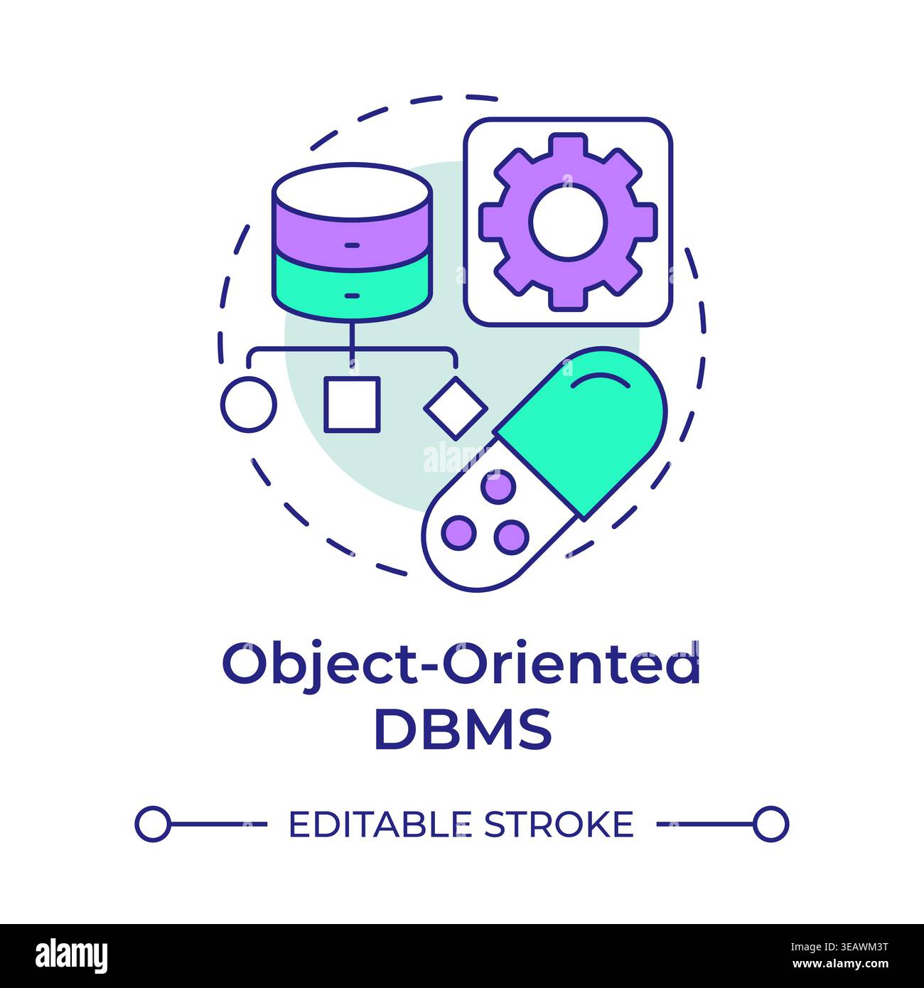 Object oriented dbms multi color concept icon Stock Vector