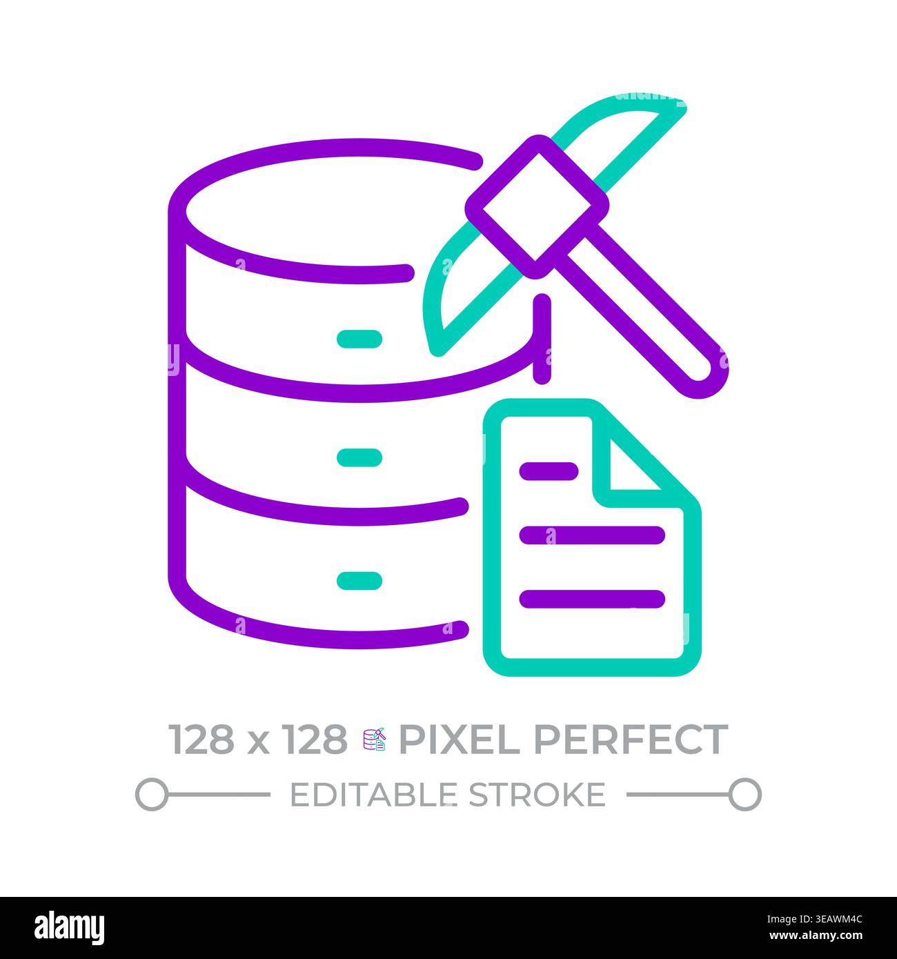 Data mining two color line icon Stock Vector