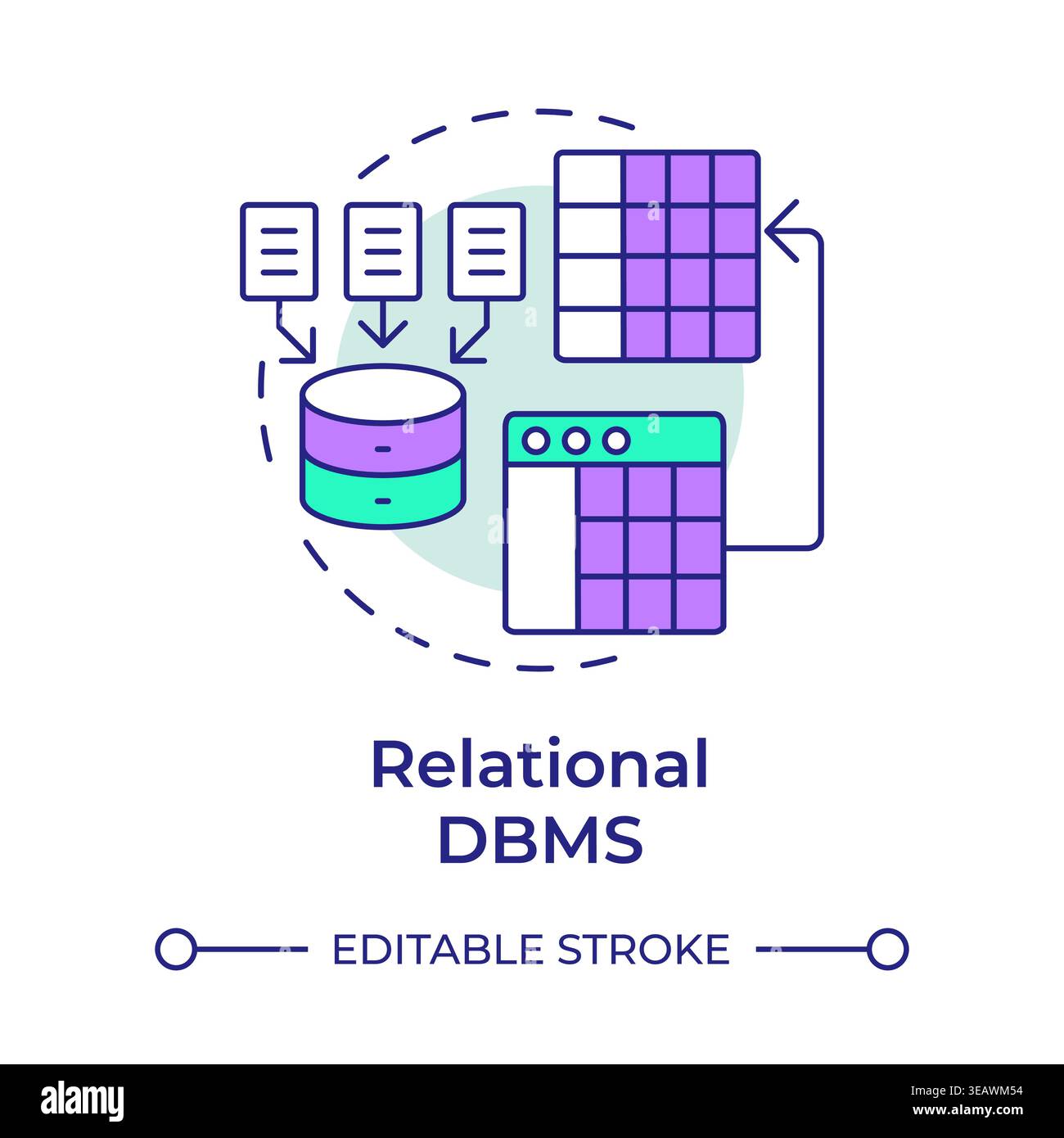 Relational dbms multi color concept icon Stock Vector