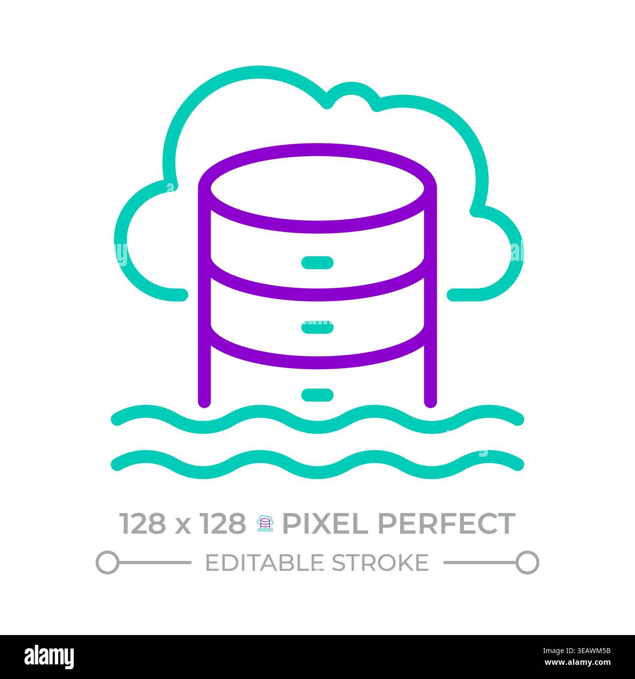 Cloud database two color line icon Stock Vector