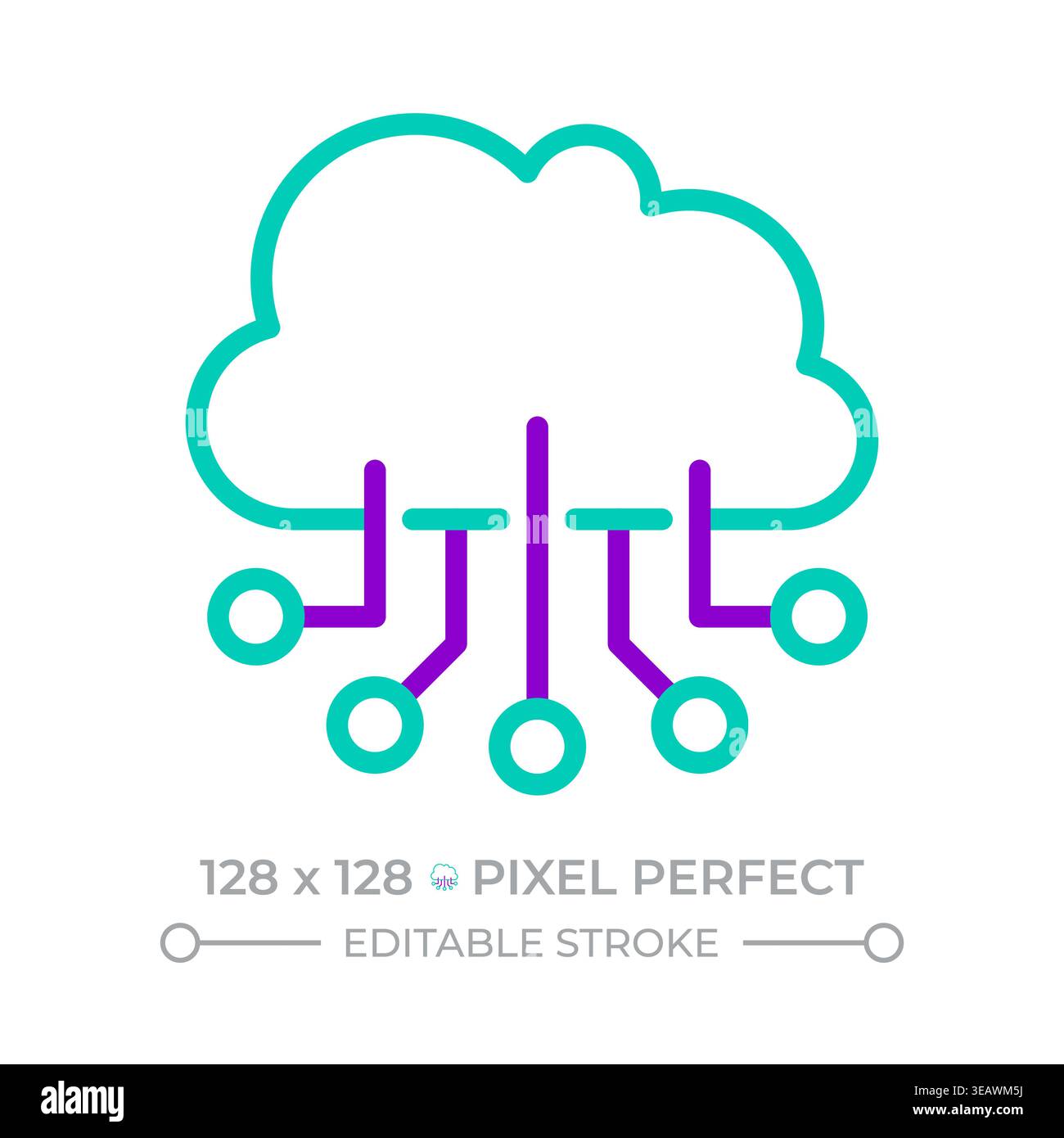 Cloud computing two color line icon Stock Vector