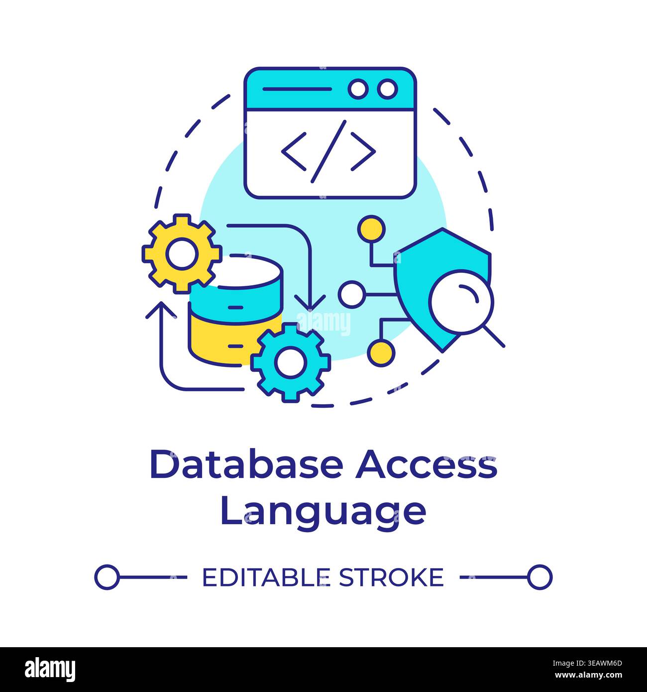 Database access language multi color concept icon Stock Vector
