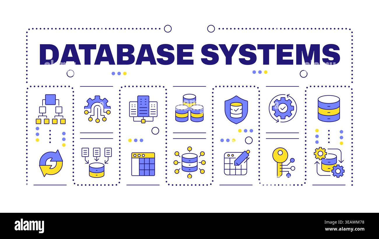 Database systems word concept isolated on white Stock Vector