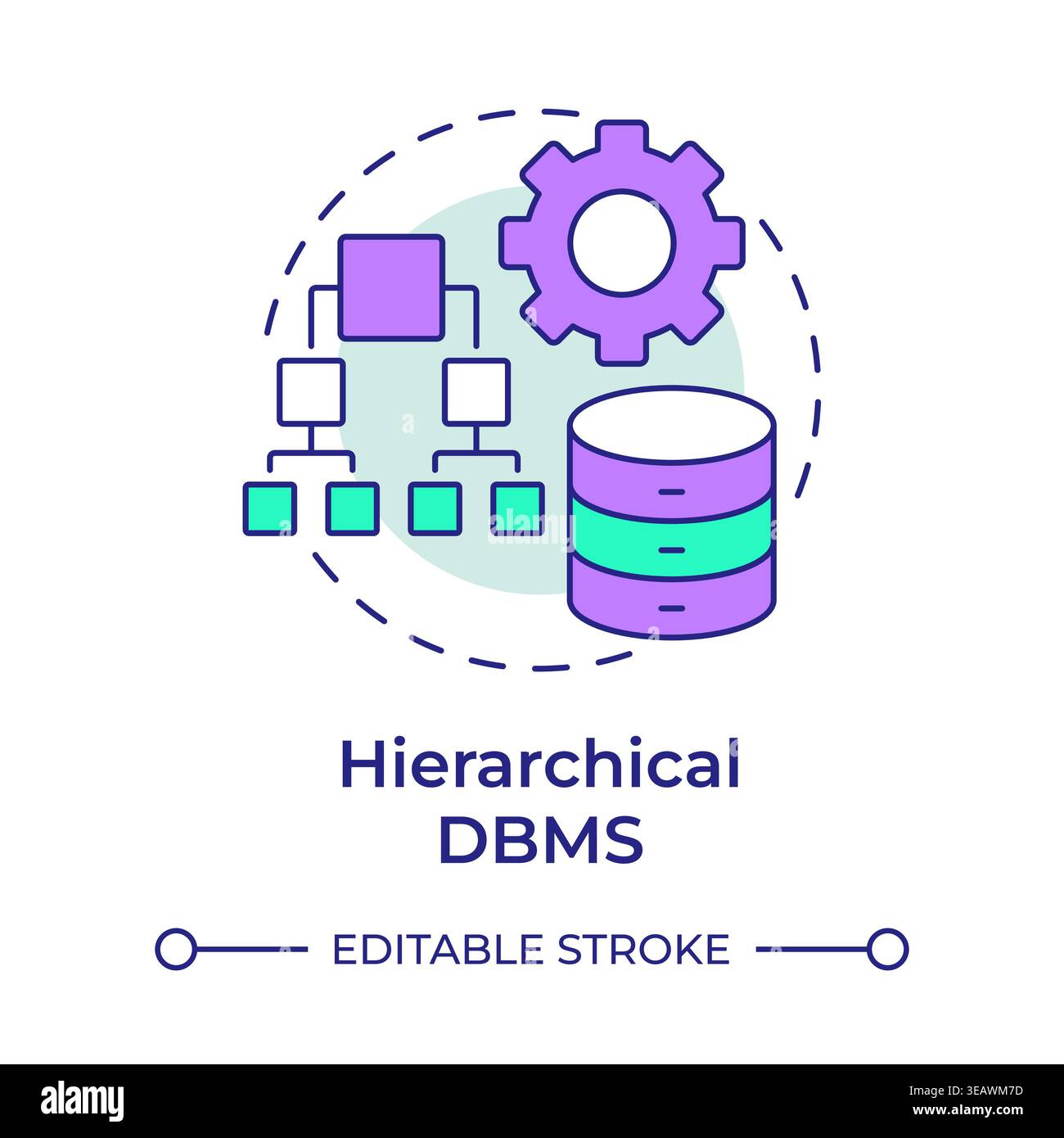 Hierarchical dbms multi color concept icon Stock Vector