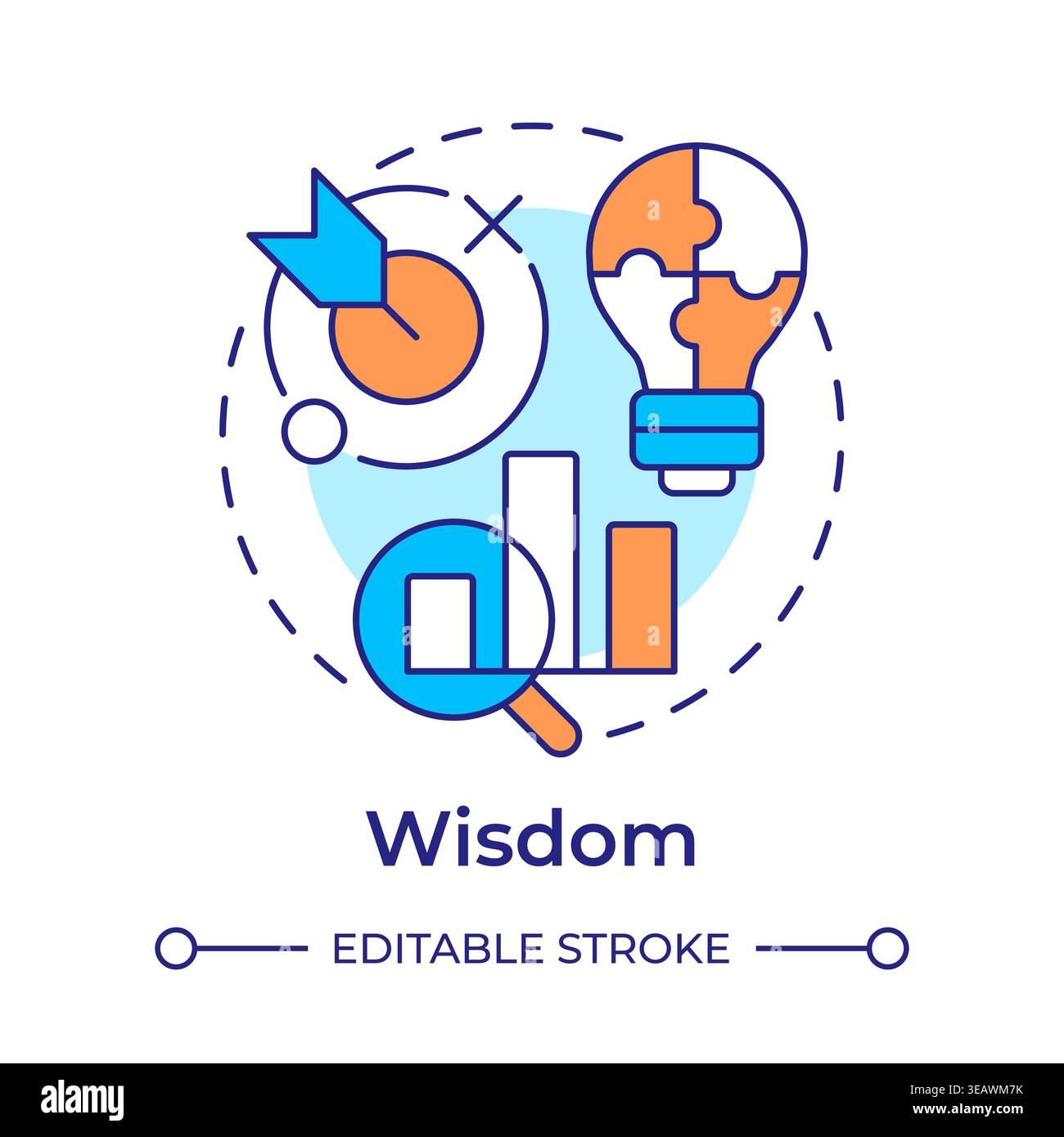 Wisdom multi color concept icon Stock Vector
