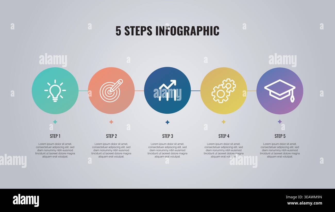 Modern 5 Steps Infographic Timeline Vector Template Stock Vector