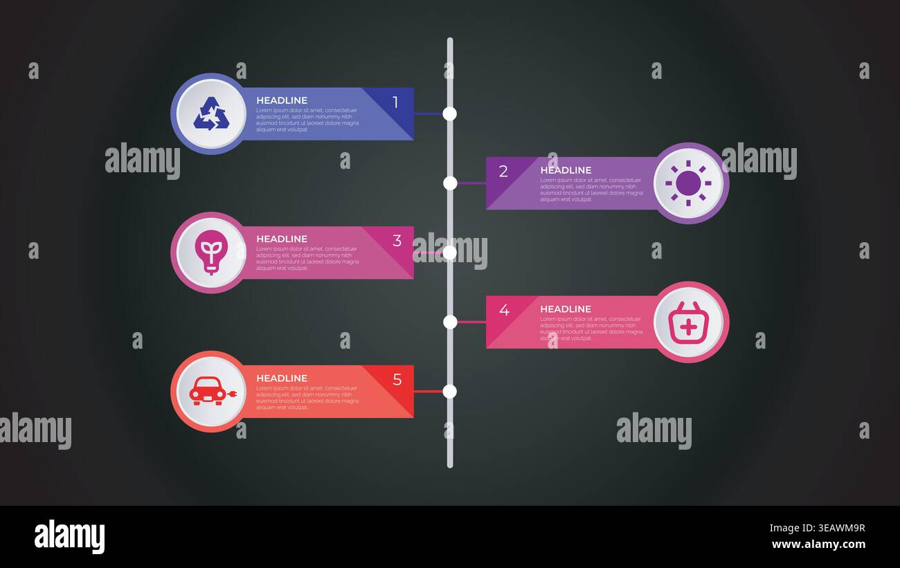 Modern 5-Step Timeline Infographic Vector Template Stock Vector