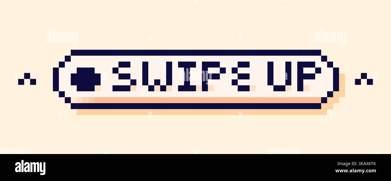 Swipe up pixel art white button. Stock Vector