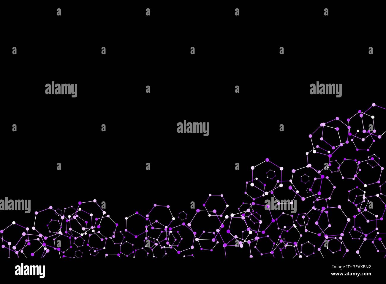 Hexagonal Molecular Network on Black Abstract Background Stock Vector