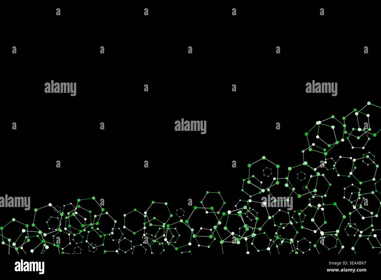 Hexagonal Molecular Network on Black Abstract Background Stock Vector