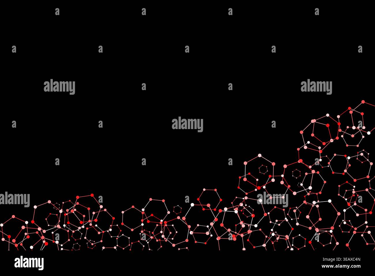 Hexagonal Molecular Network on Black Abstract Background Stock Vector