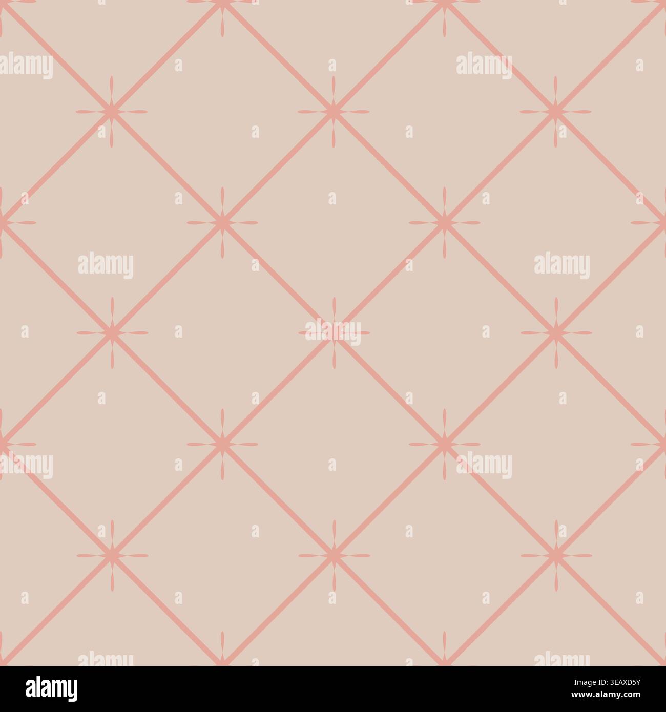Pastel Pink Geometric Diamond Trellis Stock Vector