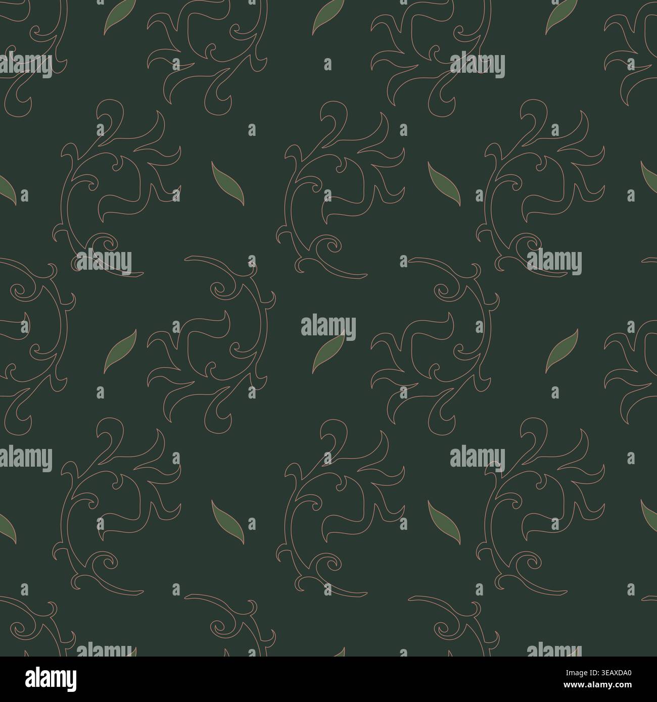 Abstract Minimalist Dark Botanical Vines Stock Vector