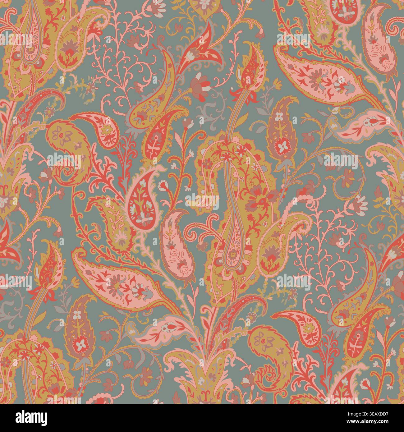 Vintage Botanical Persian Floral Pattern Stock Vector