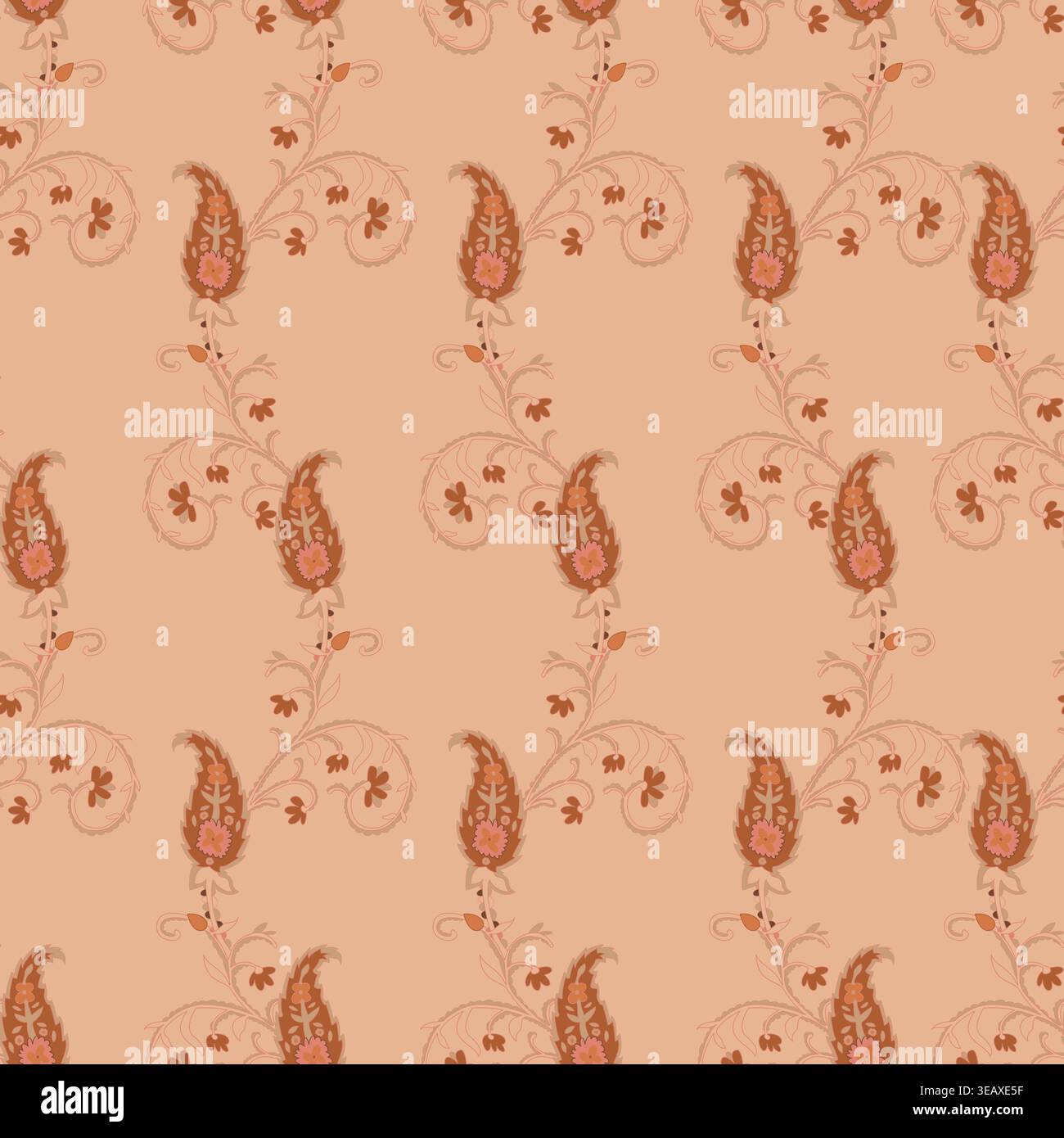 Warm Peach Vertical Botanical Vine Stock Vector