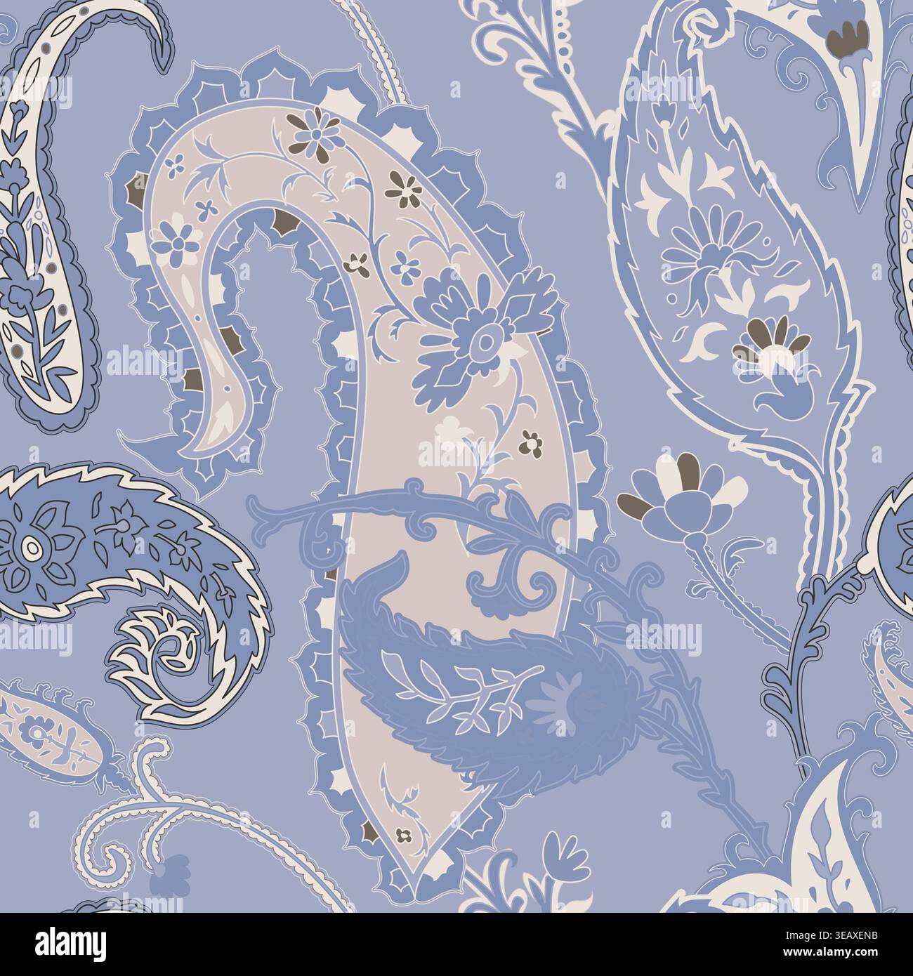 Elegant Teal Magenta Paisley Vine Pattern Stock Vector
