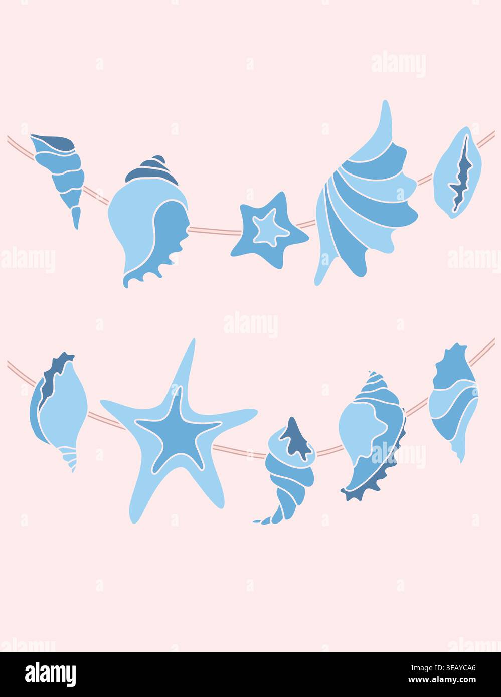 Sea Shell Bunting Garlands Vector Set Stock Vector