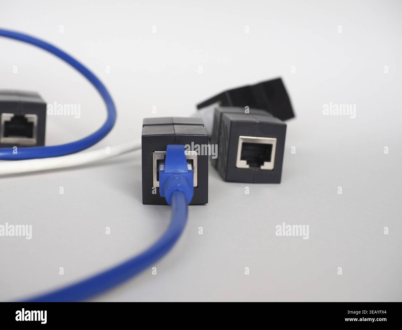 Ethernet rj45 lan cable socket and plug for high speed network communications Stock Photo